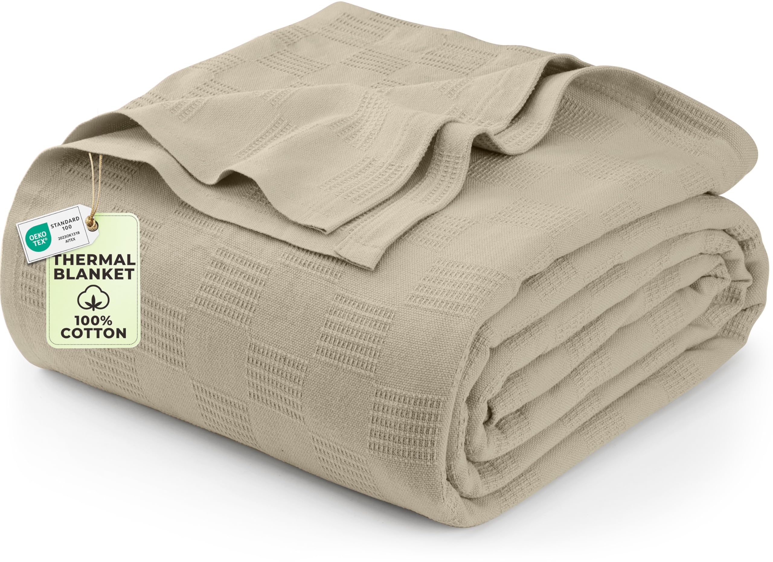 Amazon.com: Utopia Bedding 100% Cotton Thermal Blanket Khaki Big